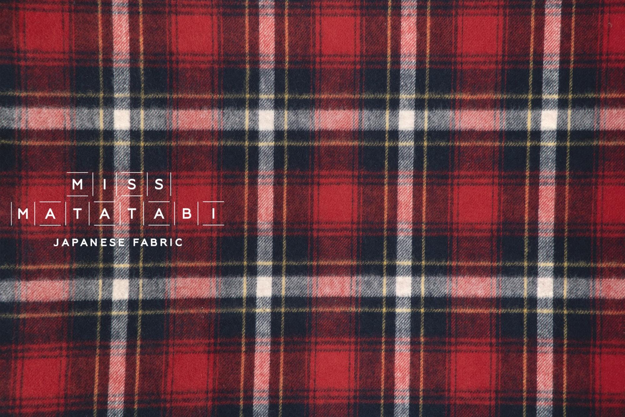 DEADSTOCK Japanese Fabric Yarn-dyed Brushed Plaid - red - 50cm