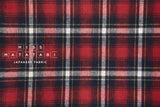 DEADSTOCK Japanese Fabric Yarn-dyed Brushed Plaid - red - 50cm