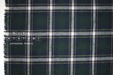 DEADSTOCK Japanese Fabric Yarn-dyed Brushed Plaid - green - 50cm