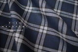 DEADSTOCK Japanese Fabric Yarn Dyed Linen Blend Plaid - blue - 50cm