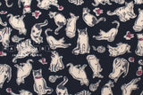 DEADSTOCK Japanese Fabric Marmalade Cat Brushed Cotton - almost black navy - 50cm