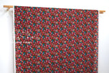 DEADSTOCK Japanese Fabric Cotton Ripple Harriet Floral - black, red - 50cm