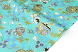 Japanese Fabric Chirimen Inu Hariko - mint aqua - 50cm