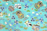 Japanese Fabric Chirimen Inu Hariko - mint aqua - 50cm