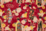 Japanese Fabric Geisha Slub Cotton - red - 50cm