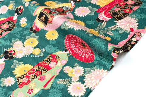 Geisha Slub Cotton - green