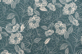 Floral Cotton Rayon Wool Blend - blue