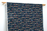 Japanese Fabric Daimyo Gyoretsu - D navy blue - 50cm