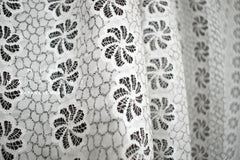 DEADSTOCK Japanese Fabric Cotton Ripple Like Embroidery - black, white - 50cm