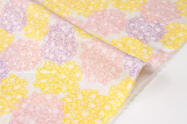 DEADSTOCK Japanese Fabric Hydrangea - pink, yellow - 50cm