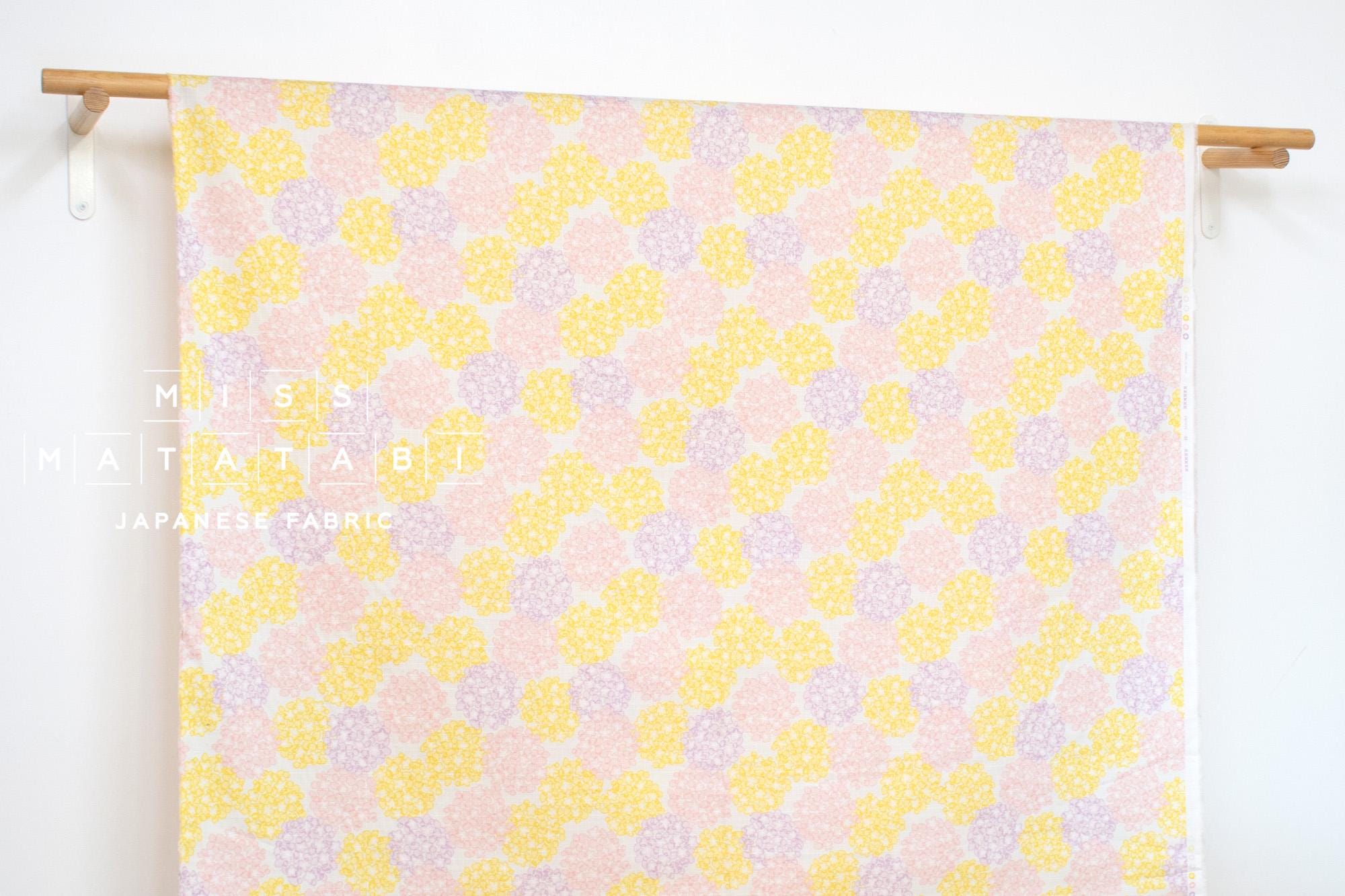 DEADSTOCK Japanese Fabric Hydrangea - pink, yellow - 50cm