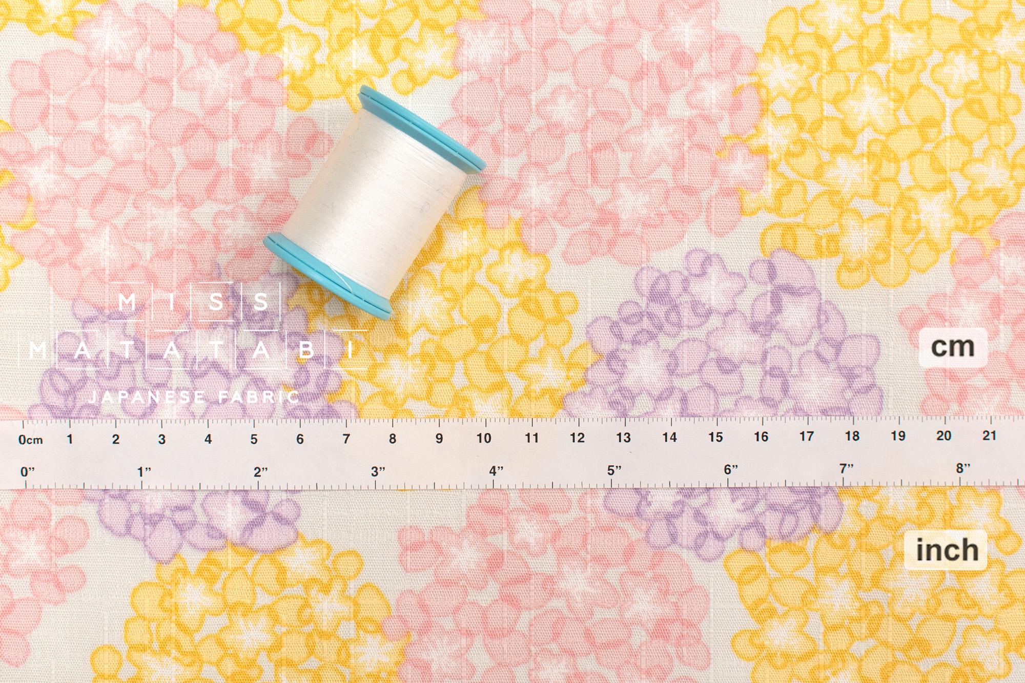 DEADSTOCK Japanese Fabric Hydrangea - pink, yellow - 50cm
