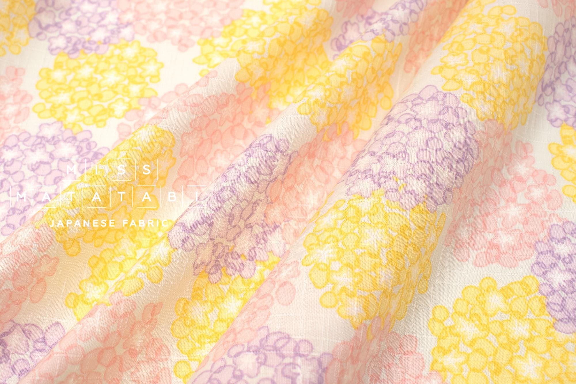 DEADSTOCK Japanese Fabric Hydrangea - pink, yellow - 50cm