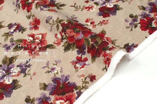 DEADSTOCK Japanese Fabric Vintage Floral Dobby - A - 50cm