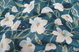 DEADSTOCK Japanese Fabric Floral Dobby - teal - 50cm