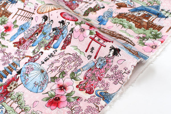 Japanese Fabric Kyoto Oiran - pink - 50cm