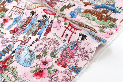 Japanese Fabric Kyoto Oiran - pink - 50cm