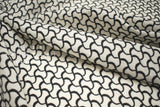 Japanese Fabric Embroidered Cotton Lawn - waves - cream, black - 50cm