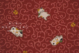 DEADSTOCK Japanese Fabric Kawaii Cats - red - 50cm