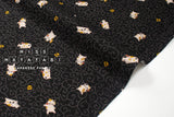 DEADSTOCK Japanese Fabric Kawaii Cats - dark brown - 50cm