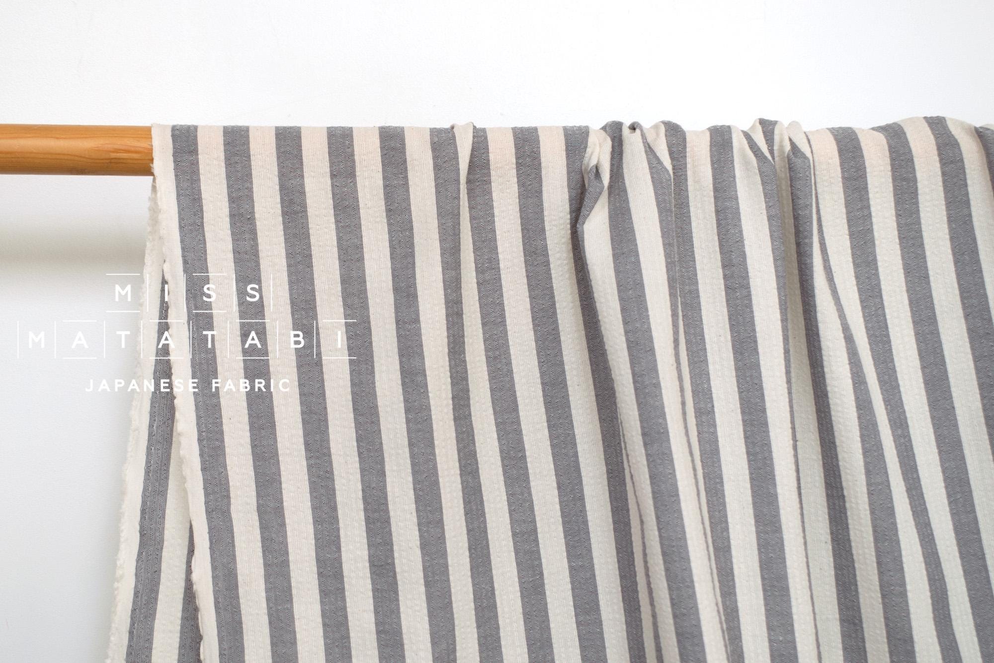 Japanese Fabric Yarn Dyed Shijira Seersucker - grey - 50cm