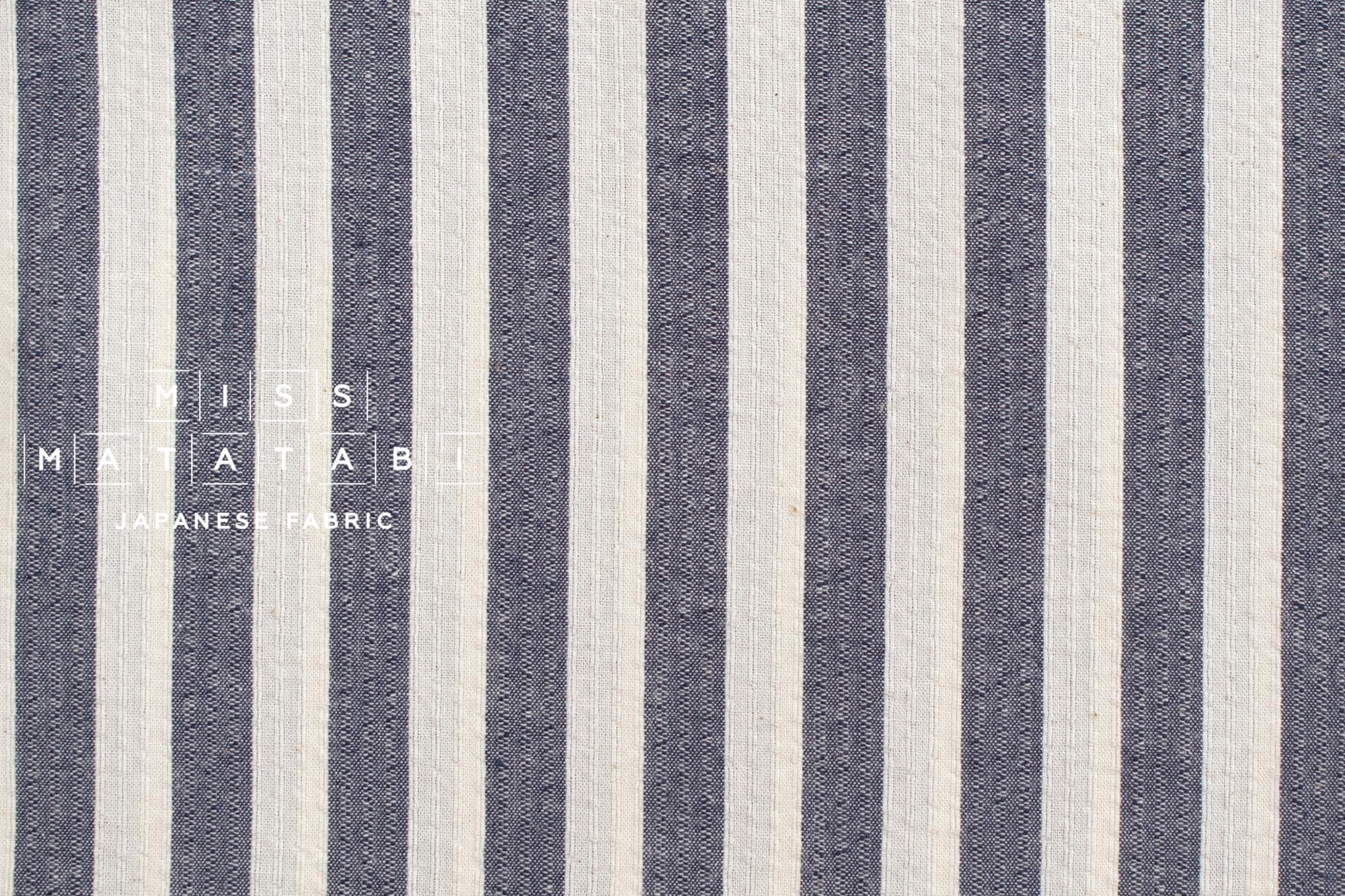 Japanese Fabric Yarn Dyed Shijira Seersucker - navy blue - 50cm