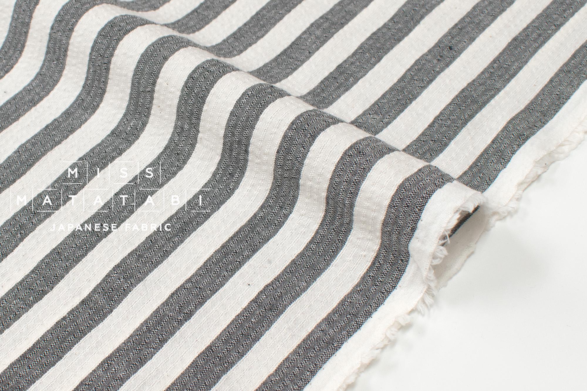 Japanese Fabric Yarn Dyed Shijira Seersucker - black - 50cm