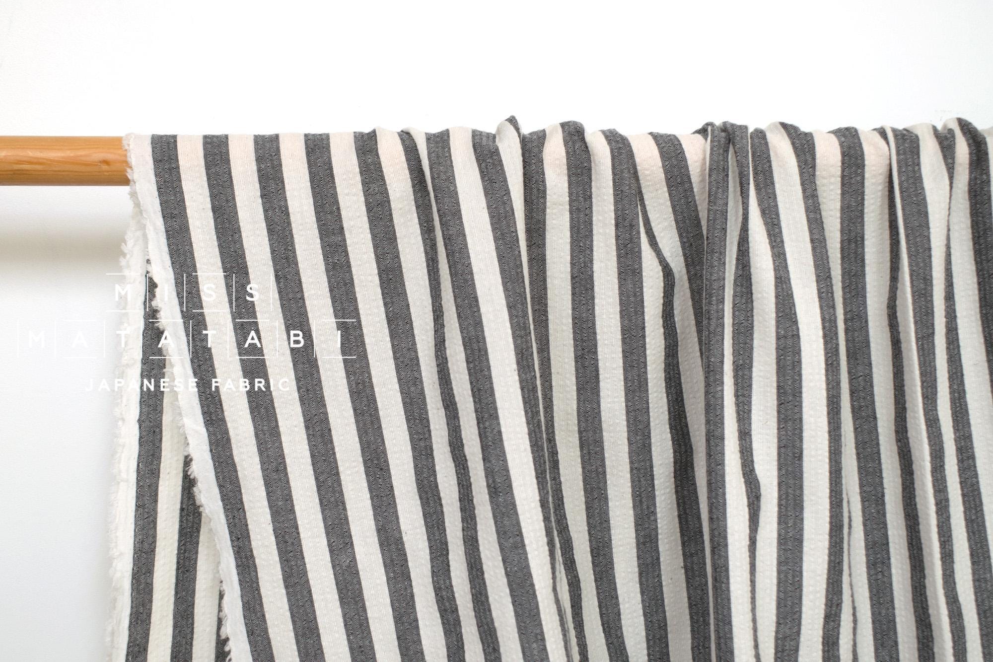 Japanese Fabric Yarn Dyed Shijira Seersucker - black - 50cm