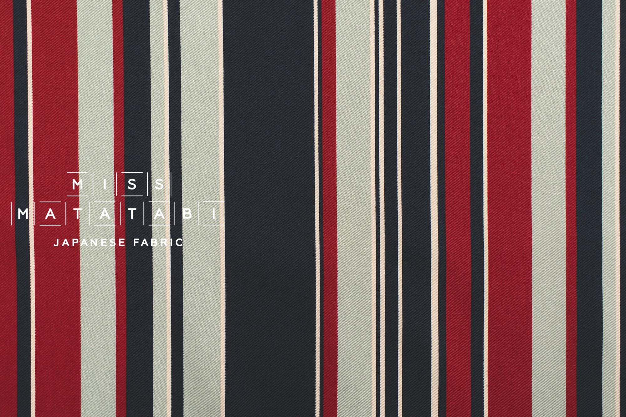DEADSTOCK Stripe Twill - navy blue, red, sage