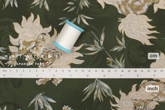 Japanese Fabric Komainu - green, metallic gold - 50cm