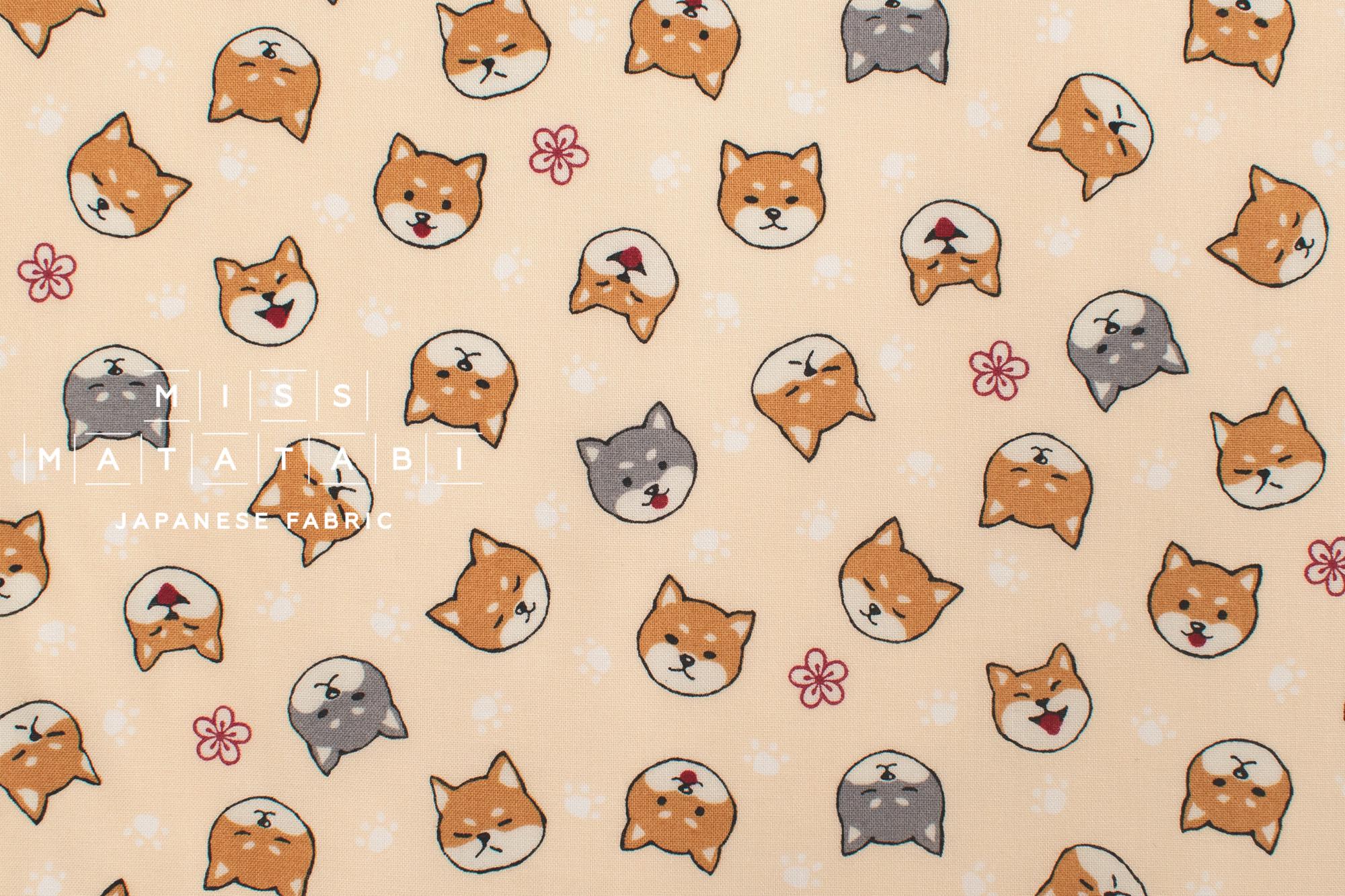 Japanese Fabric Little Shiba - cream - 50cm