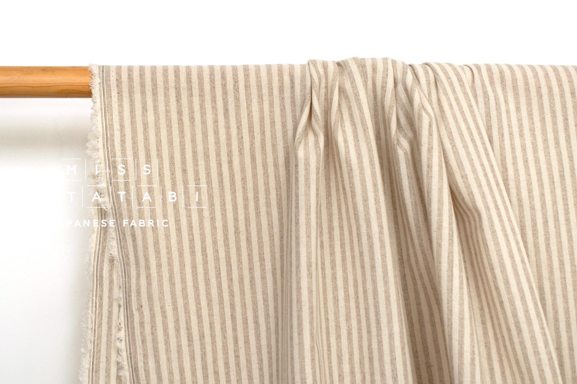 Japanese Fabric Yarn-Dyed Murazome Stripes - stone - 50cm