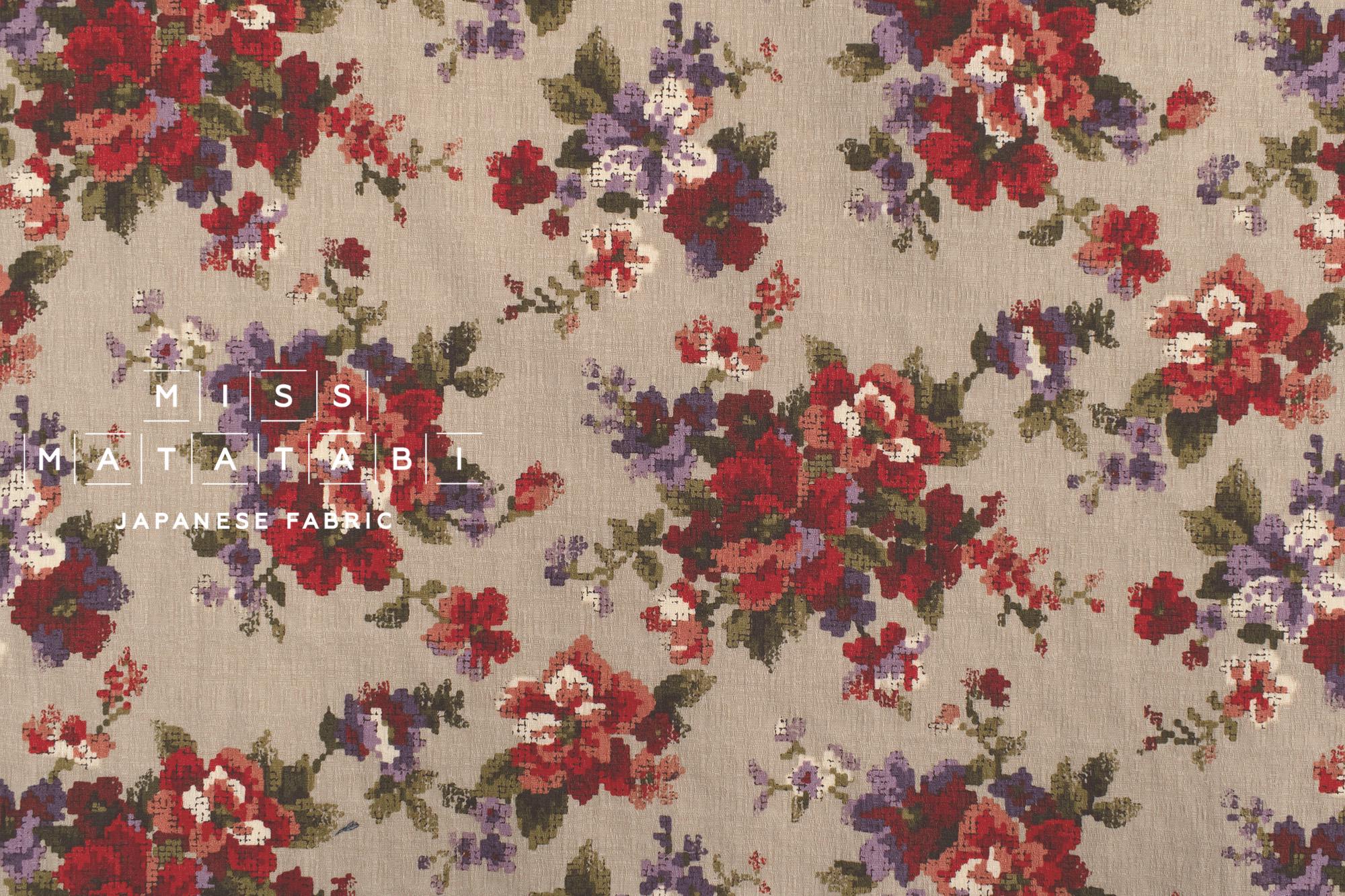 DEADSTOCK Japanese Fabric Vintage Floral Dobby - A - 50cm