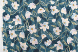 DEADSTOCK Japanese Fabric Floral Dobby - teal - 50cm