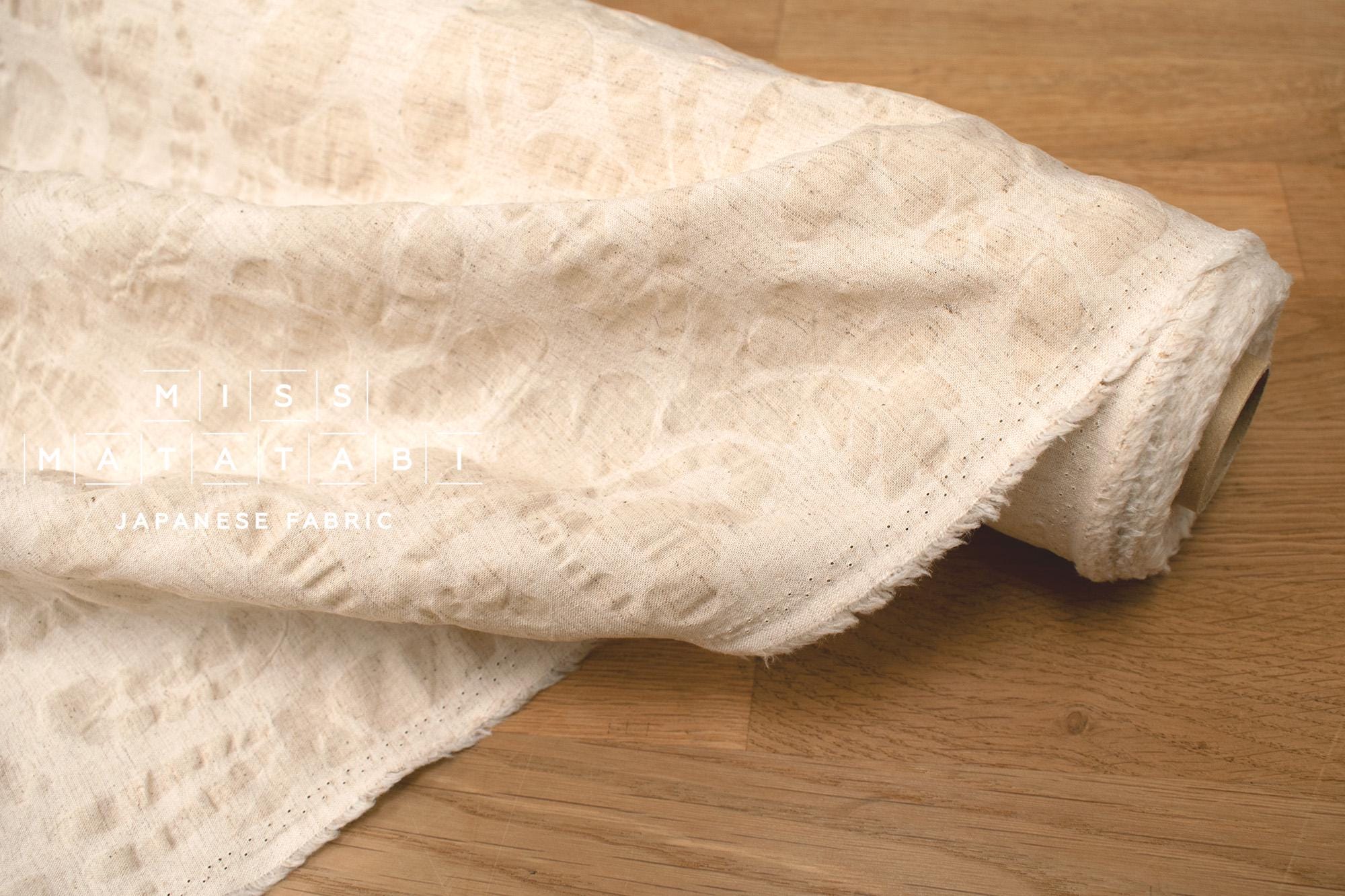 Japanese Fabric Cotton Linen Ripple Petals - natural beige - 50cm