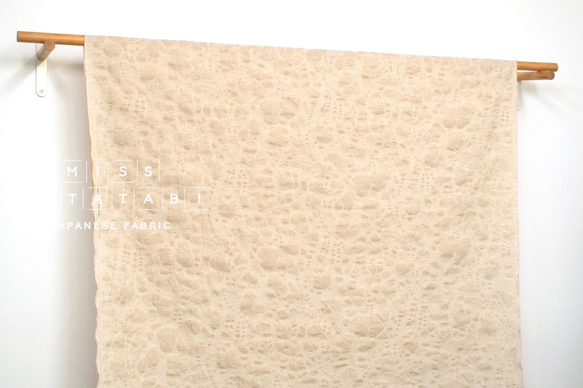Japanese Fabric Cotton Linen Ripple Petals - natural beige - 50cm
