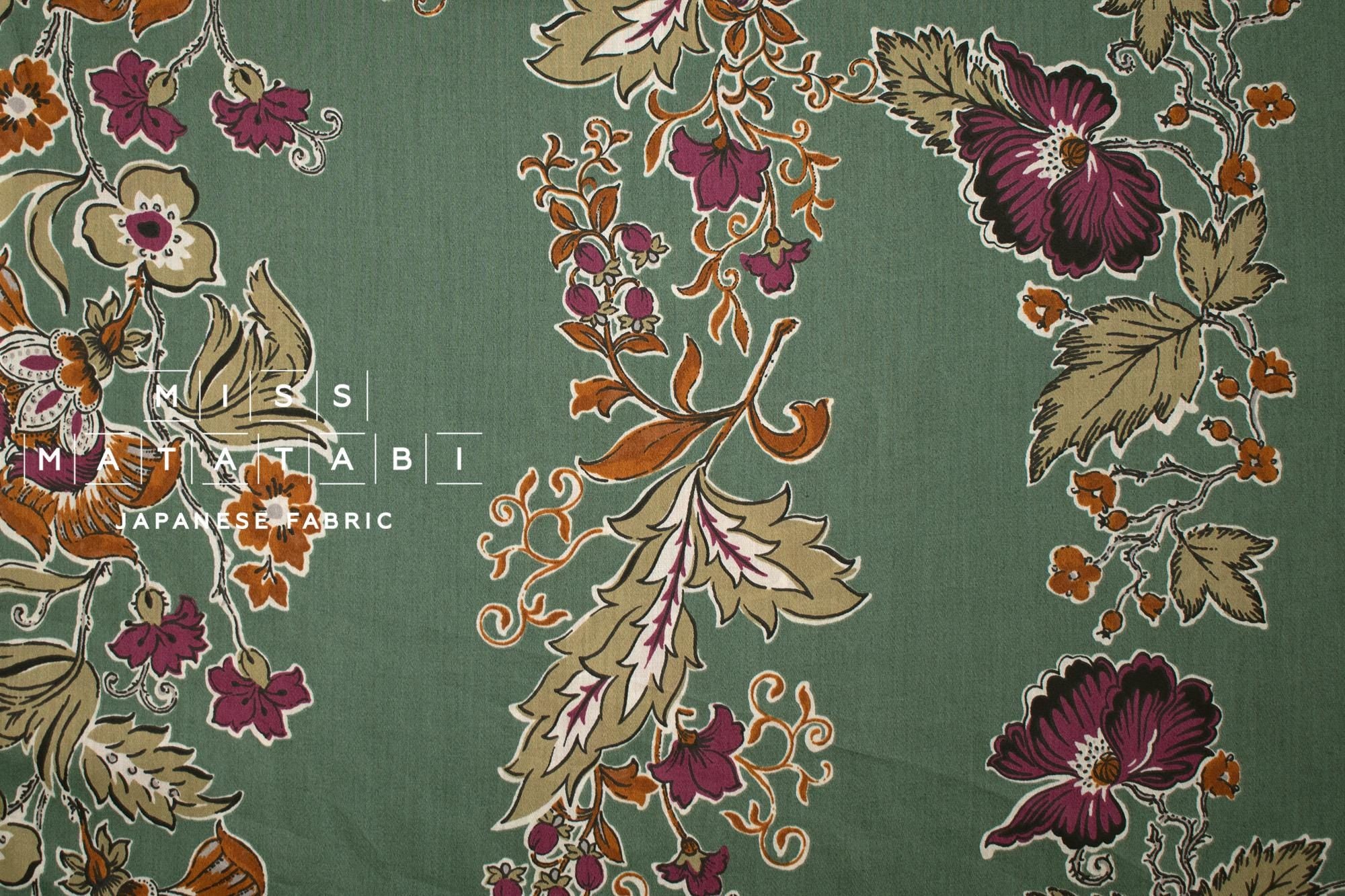 Japanese Fabric Trailing Floral - green - 50cm