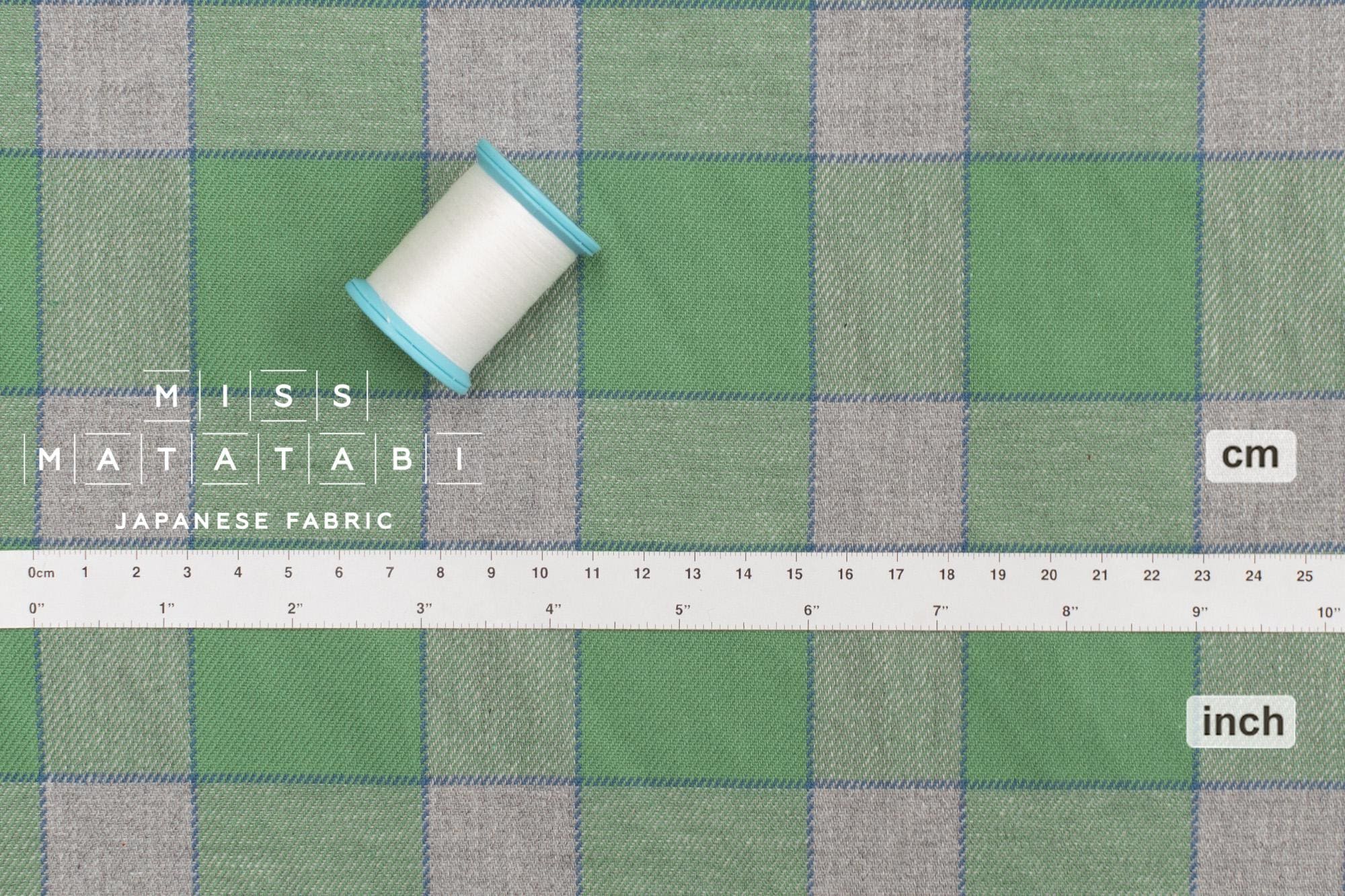 DEADSTOCK Japanese Fabric Yarn Dyed Check - green - 50cm