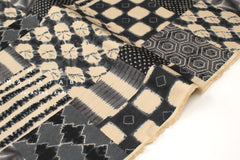 Japanese Fabric Shibori Style Patch - black, grey - 50cm