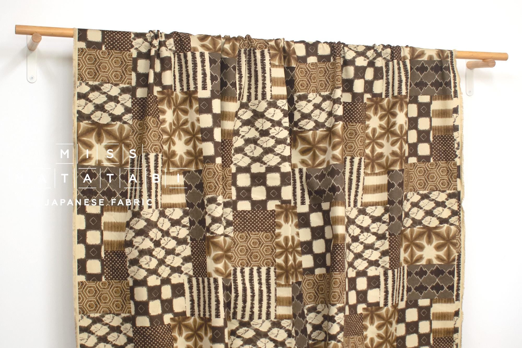 Japanese Fabric Shibori Style Patch - brown - 50cm