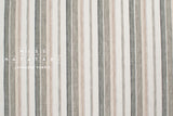 DEADSTOCK Japanese Fabric 100% Linen Stripes - grey, cream, beige - 50cm