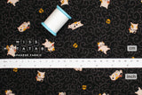 DEADSTOCK Japanese Fabric Kawaii Cats - dark brown - 50cm