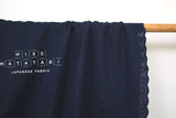 DEADSTOCK Japanese Fabric Embroidered Cotton Double Gauze - navy blue - 50cm