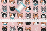 Japanese Fabric Neko Cats - pink - 50cm