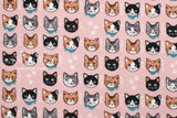 Japanese Fabric Neko Cats - pink - 50cm