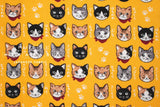 Japanese Fabric Neko Cats - yellow - 50cm