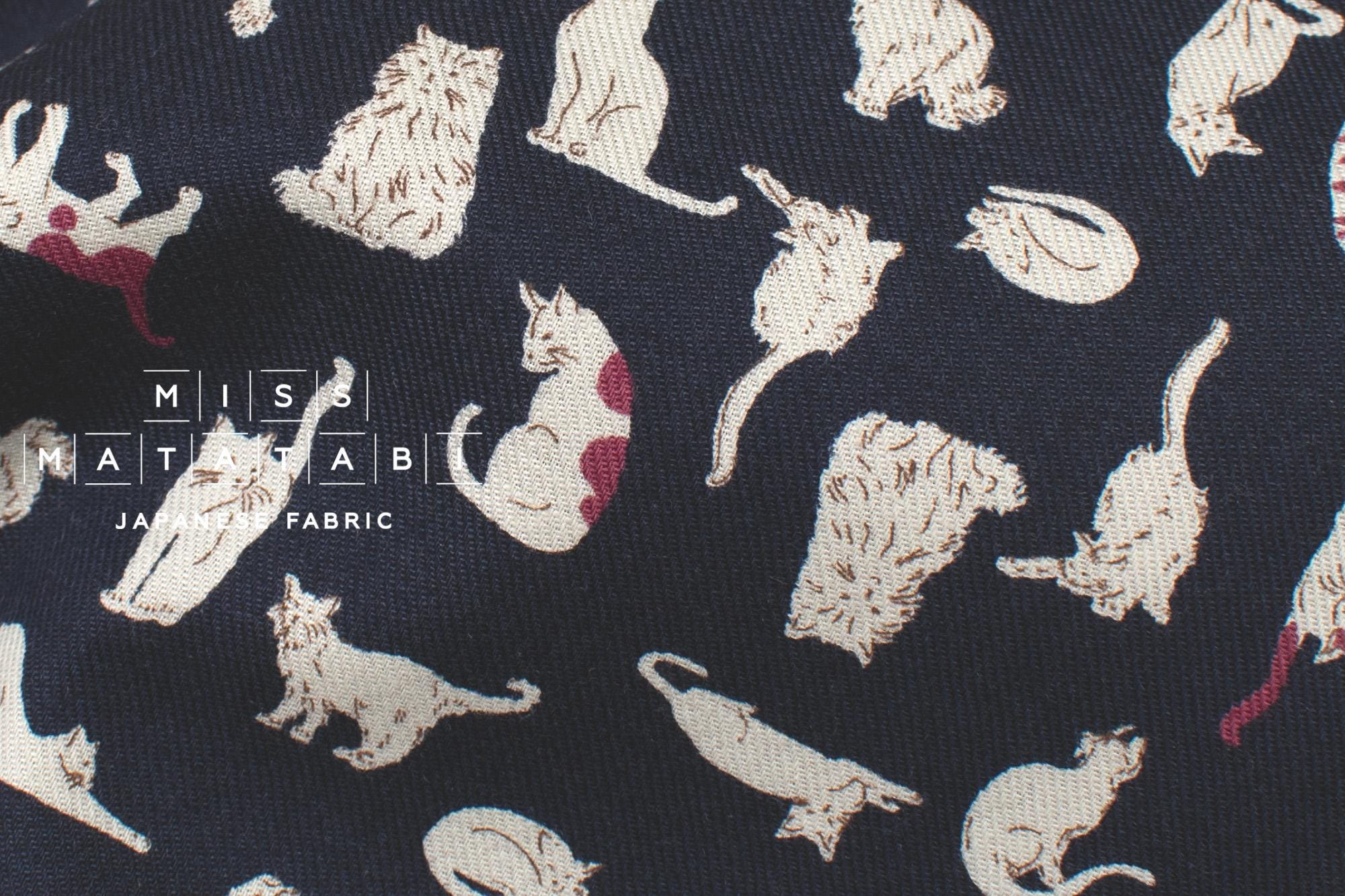 Japanese Fabric Nyan Cat Brushed Cotton - dark navy - 50cm