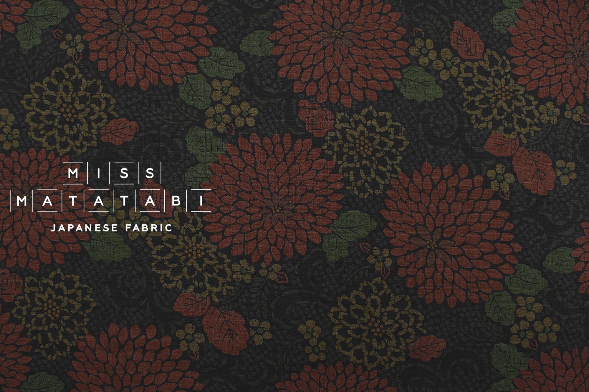Japanese Fabric Wa Ohana - black - 50cm