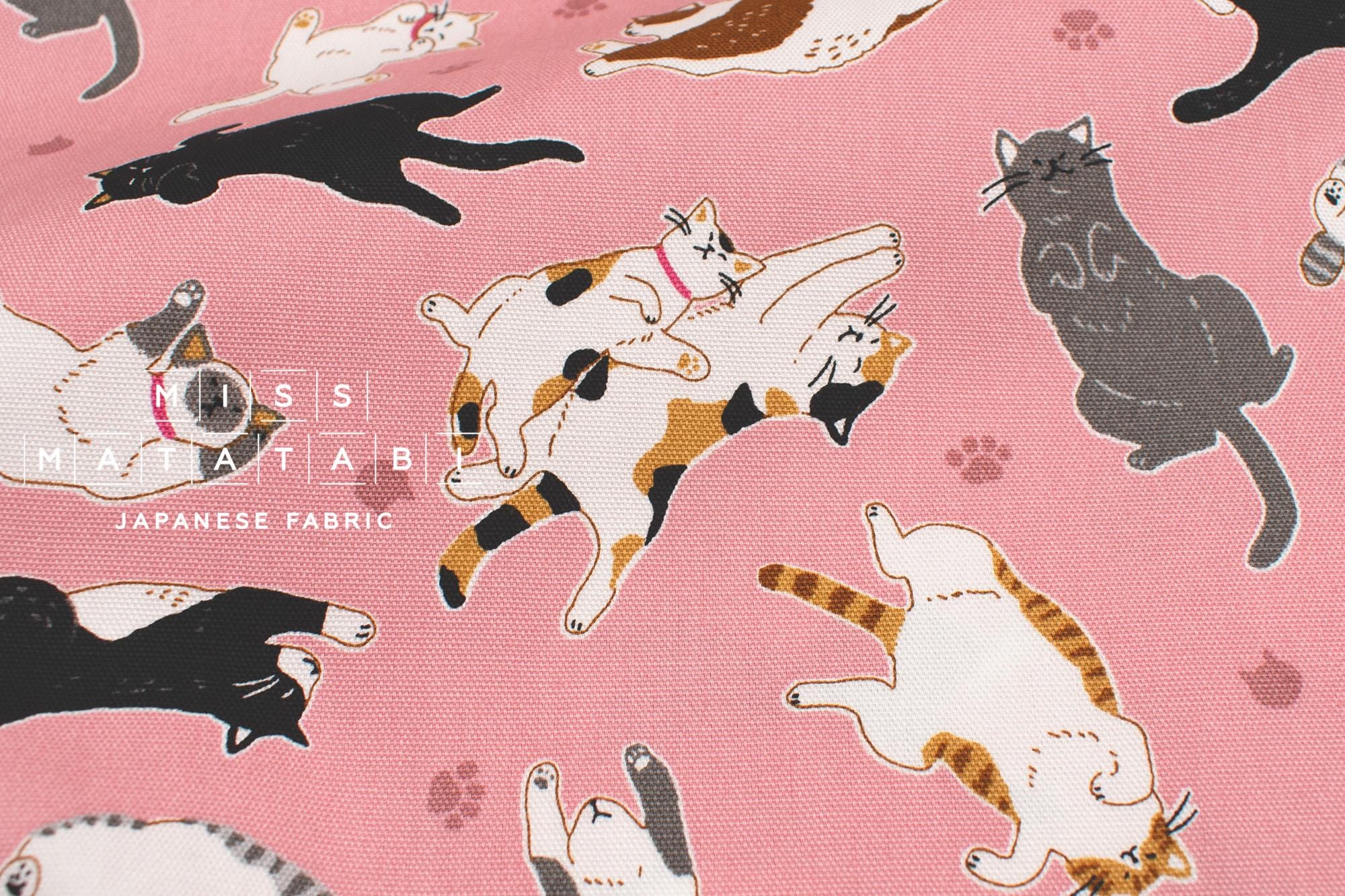 Japanese Fabric Oyako Cats - pink - 50cm