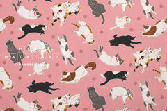 Japanese Fabric Oyako Cats - pink - 50cm